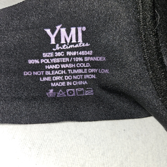 YMI Intimates Womans Black Bra Size 36C - Picture 9 of 10